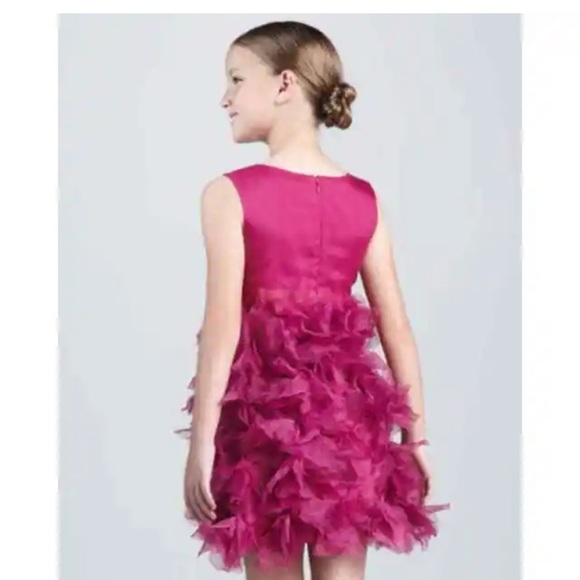 Maroon burgundy neiman Marcus marchesa dress size 8 sleeveless flower petals - Picture 2 of 9